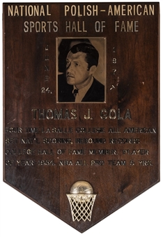 1977 Tom Gola National Polish-American Sports Hall Of Fame Plaque (Gola LOA)
